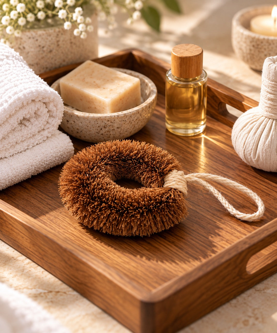 Natural coconut fibre foot scrubber